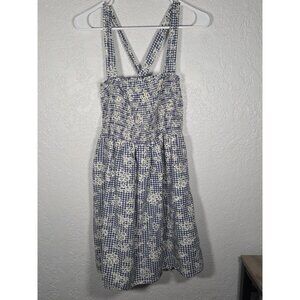 American Eagle Linen Blend Floral Summer Dress Shirred Women's Size Large